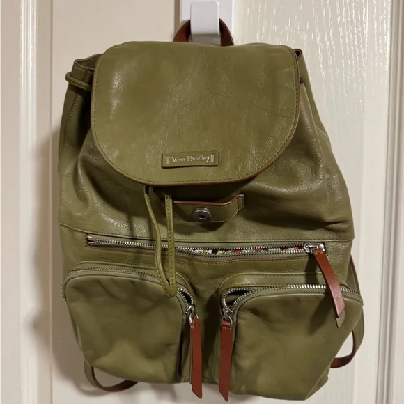 Vera Bradley | Bags | Vera Bradley Green Leather Backpack  display picture 2